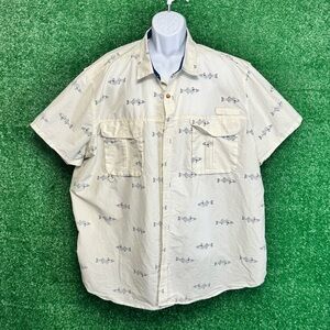 Cream Casual Button Down Shirt with Text Print